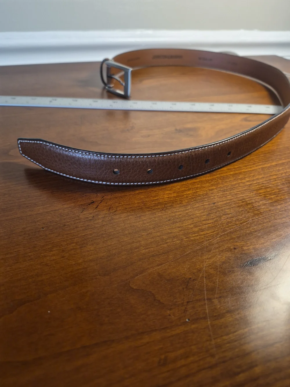 Johnston & Murphy Brown Leather Belt with Silver Buckle Size 30